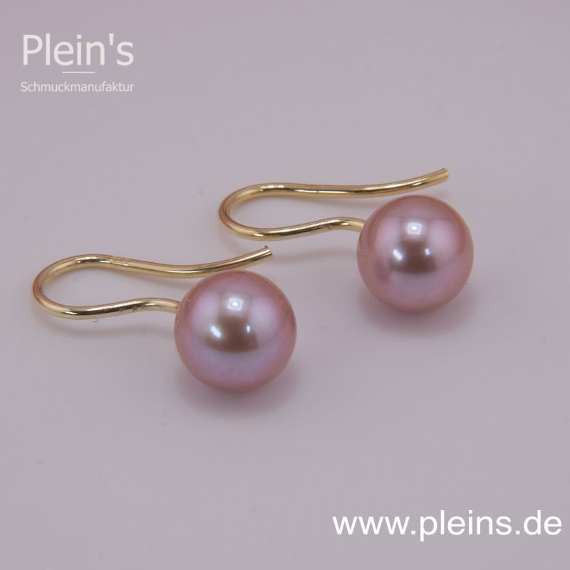 Preview: Perlen Ohrhänger Gold Lavendel Natur